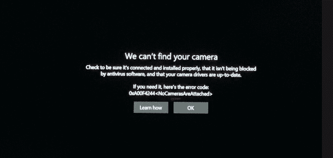 Camera not working in Windows 10