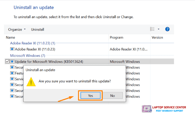 Uninstall Recenlty installed updates in Windows 10