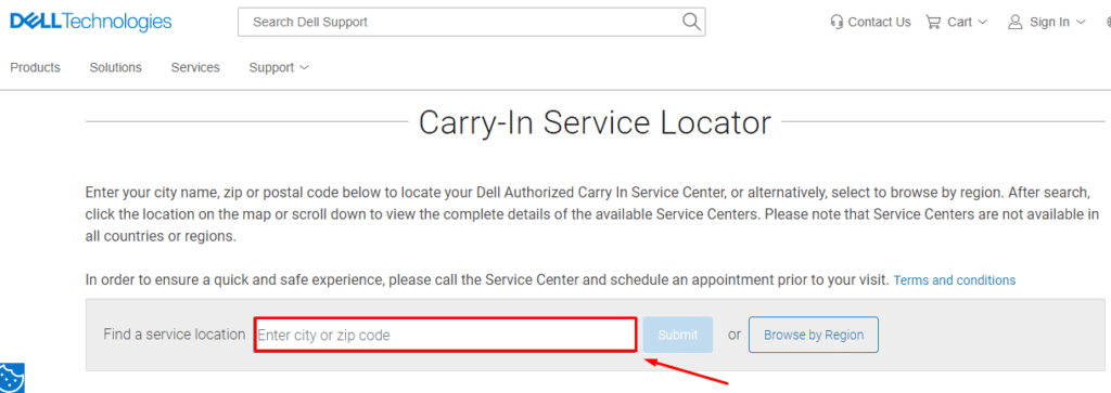 Find Dell Service Location